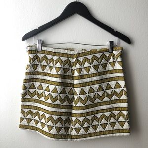 ZARA GOLD/WHITE MINI SKIRT